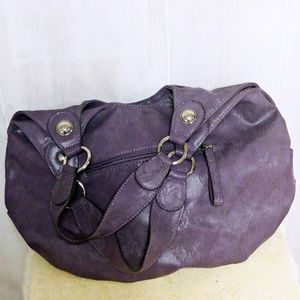 Elle Vegan Leather Vinyl Purple Lace Shoulder Bag
